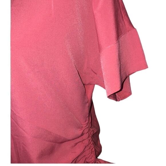 MARC NEW YORK NWT Pink Short Sleeves Blouse Crew Neck Bottom Side Tie Size: S - Picture 2 of 4